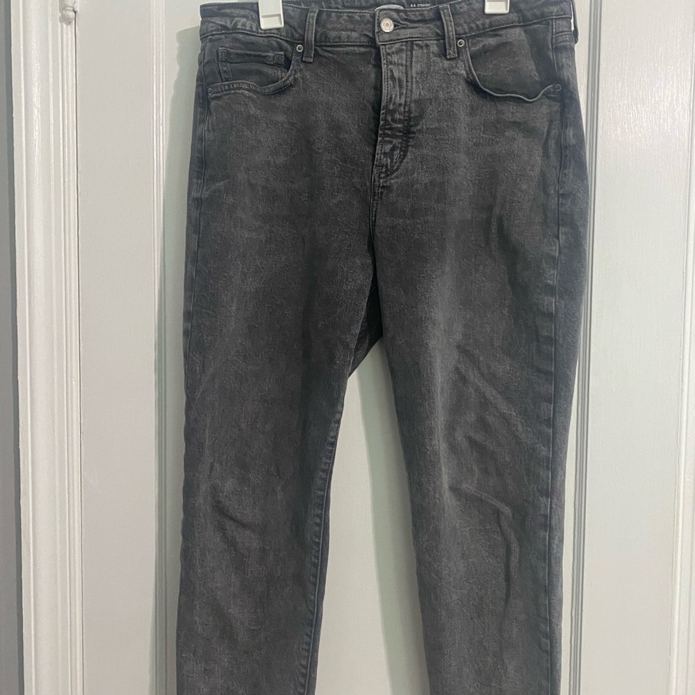 Old Navy High Rise straight leg acid wash black jeans size 14